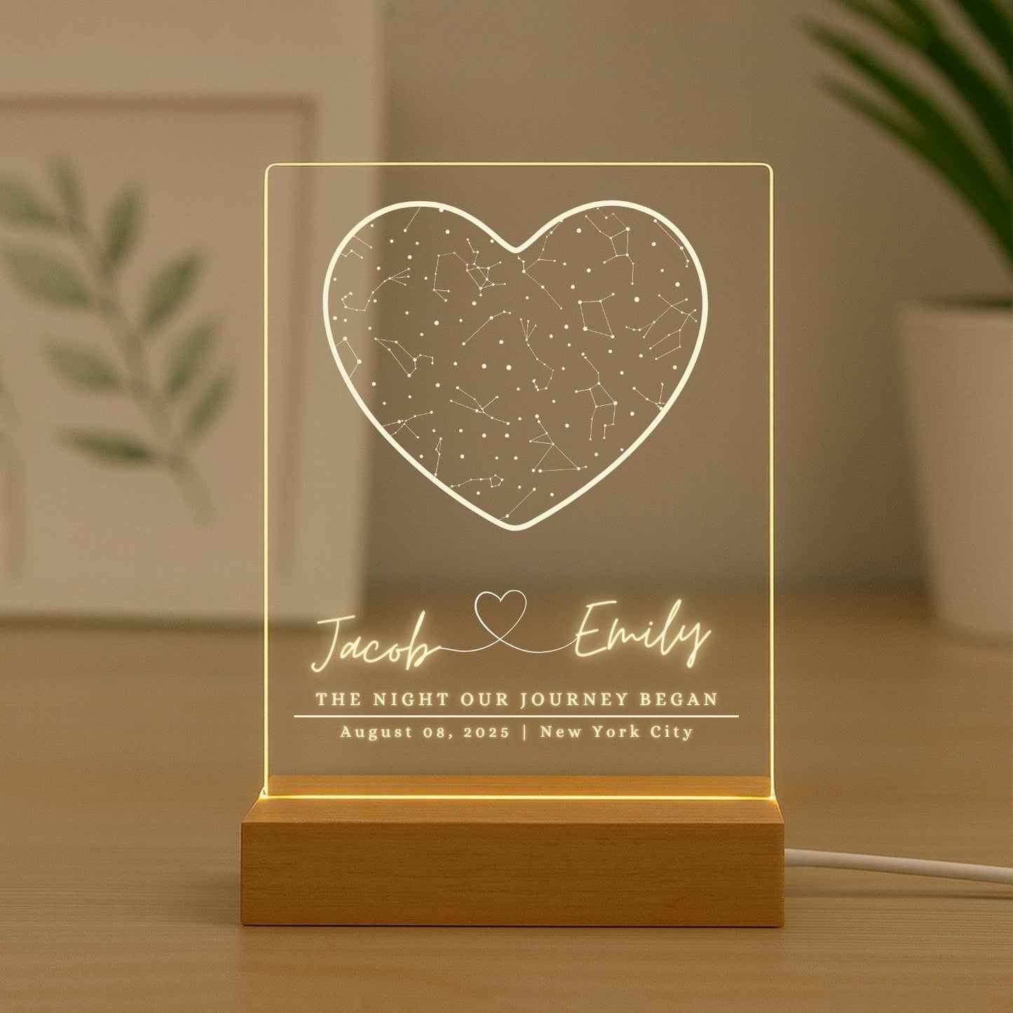 Custom Star Map By Date Acrylic Night Light Style 3