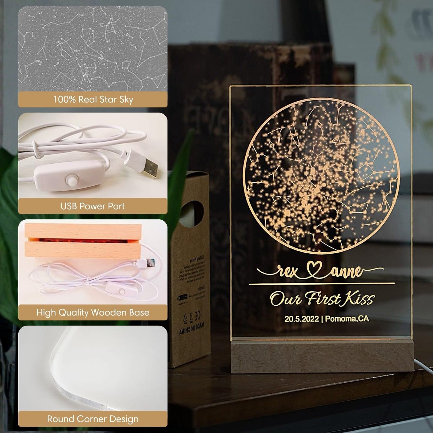 Custom Star Map Constellation Acrylic Night Light Style 2