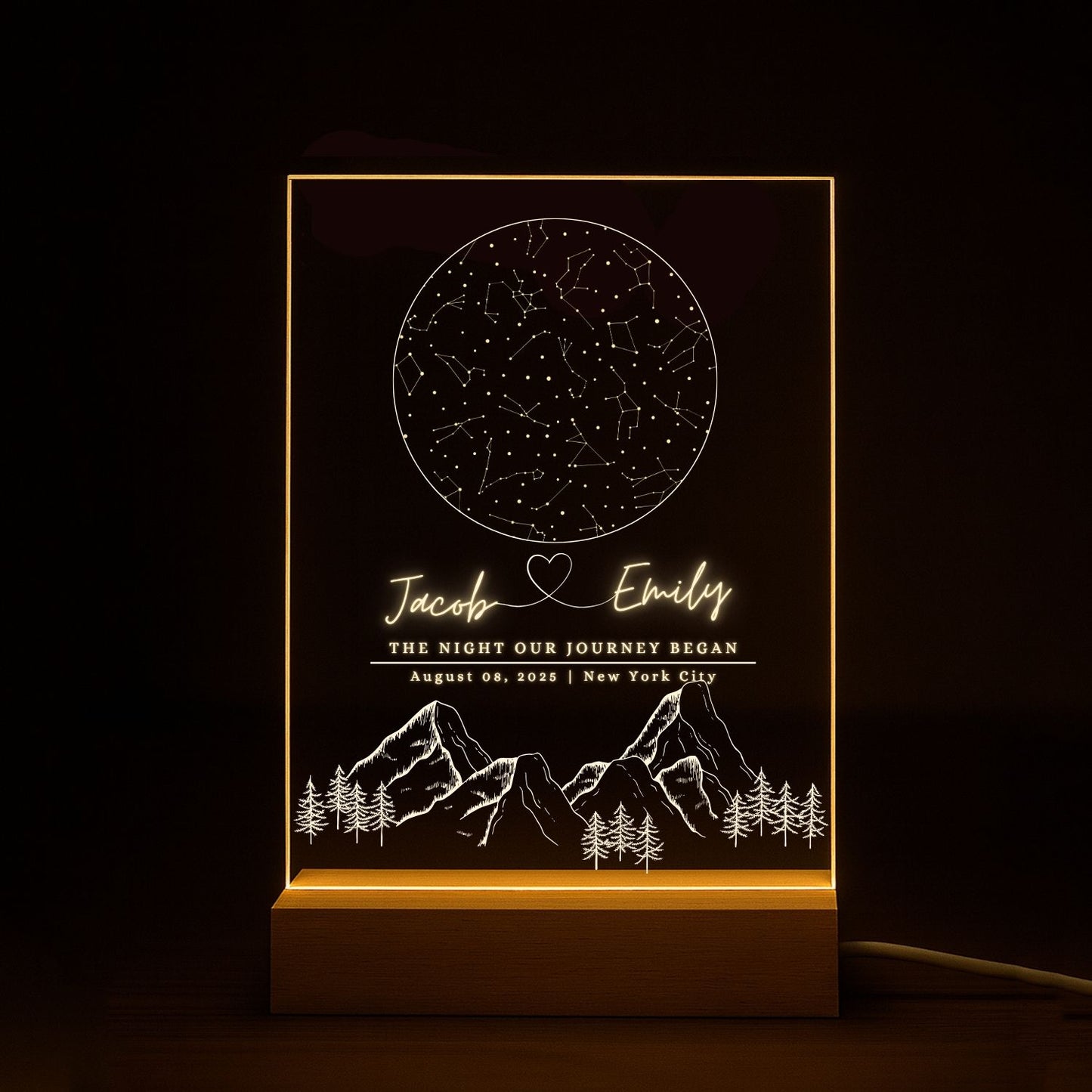 Custom Star Map Constellation Acrylic Night Light Style 2