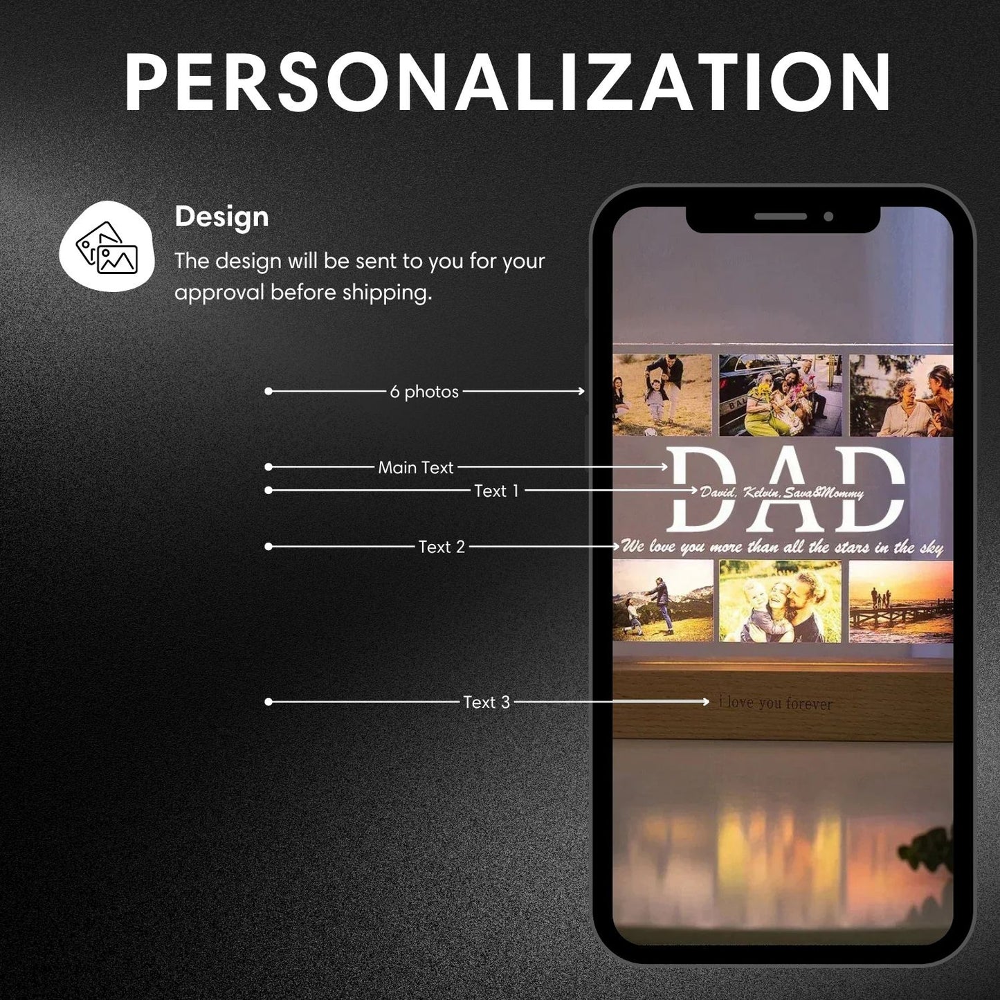 Personalized Photo Collage Acrylic Night Light Gift for Mom