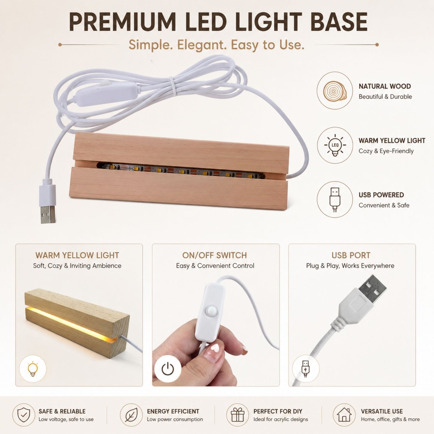 USB-powered acrylic night light