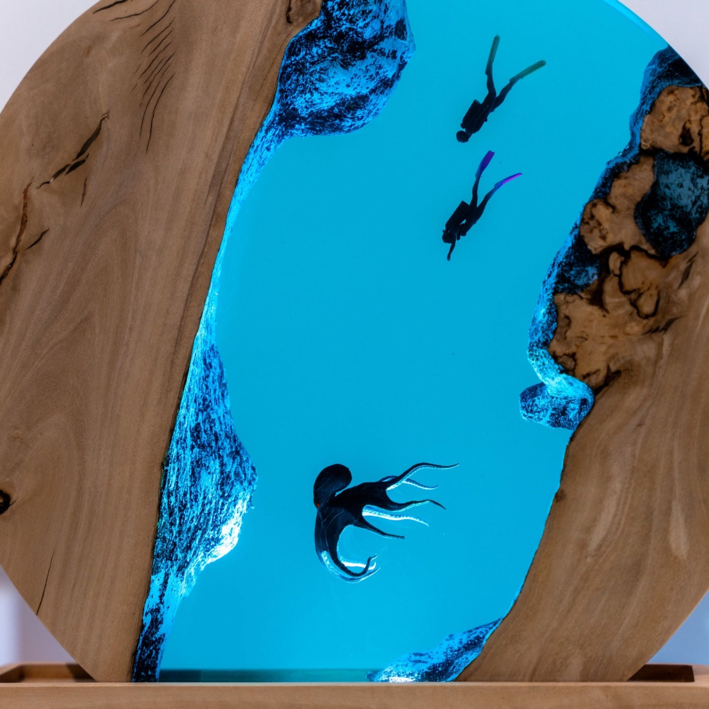 Handmade Octopus and Scuba Diver Ocean Resin Lamp/ Underwater Night Light is perfect for desk decor, gaming room decor, ocean home decor, or a personalized gift for a scuba diver, him, dad, or boyfriend.