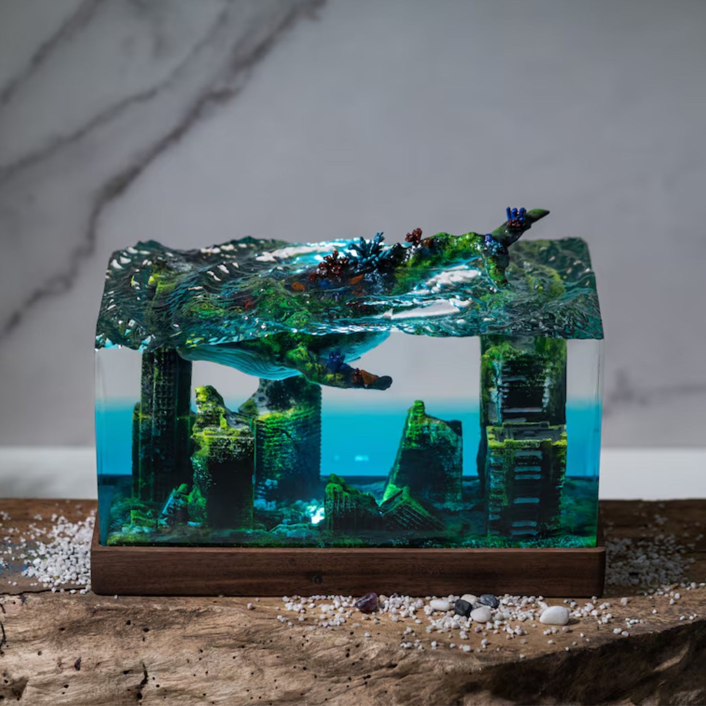 Whale Resin Lamp Ocean Diorama Night Light