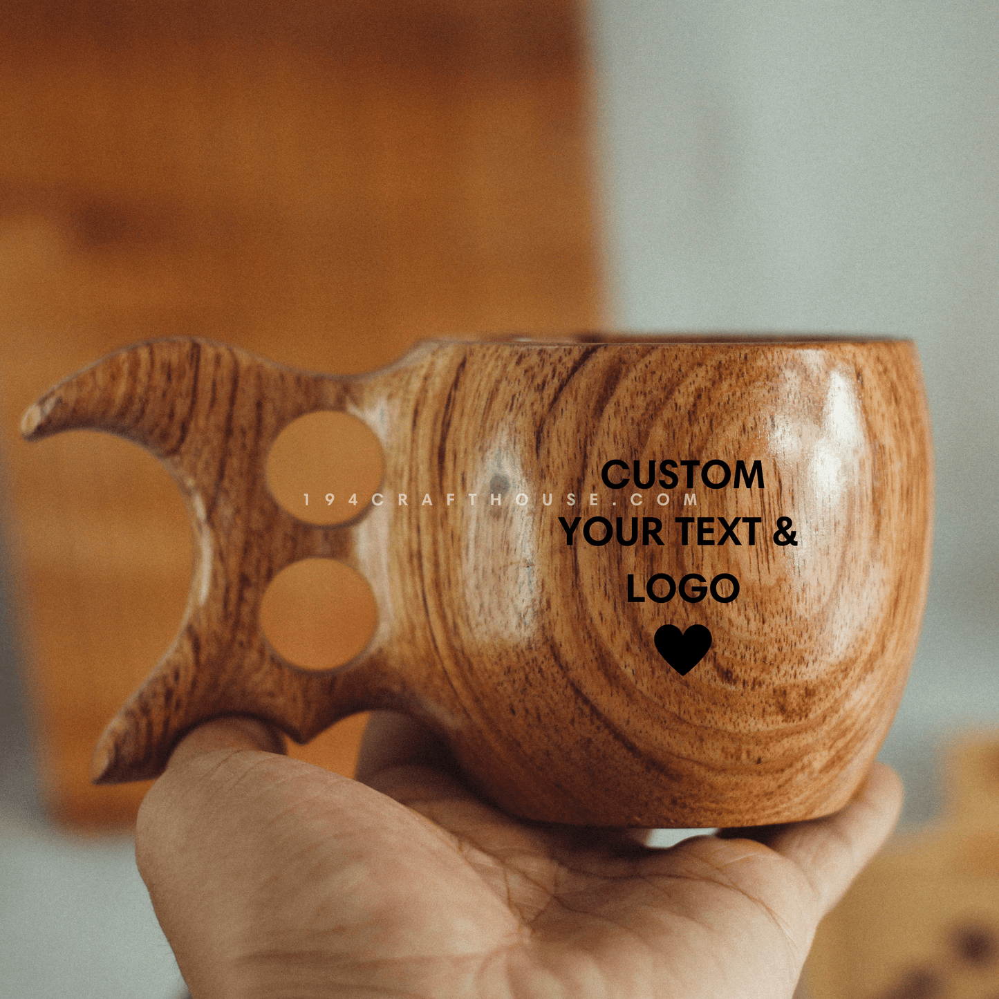 Custom Engraved Wooden Kuksa Cup Personalized Gift For Him