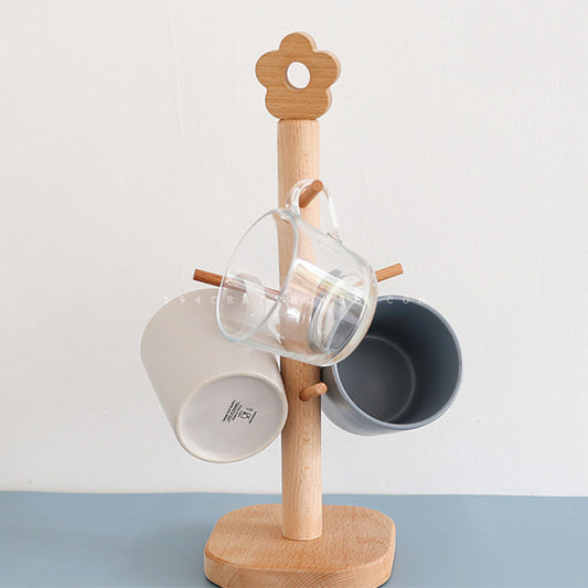 6 Branch Wooden Mug Tree Stand Drying Storage Rack Holder | Countertop Kitchen Organizer