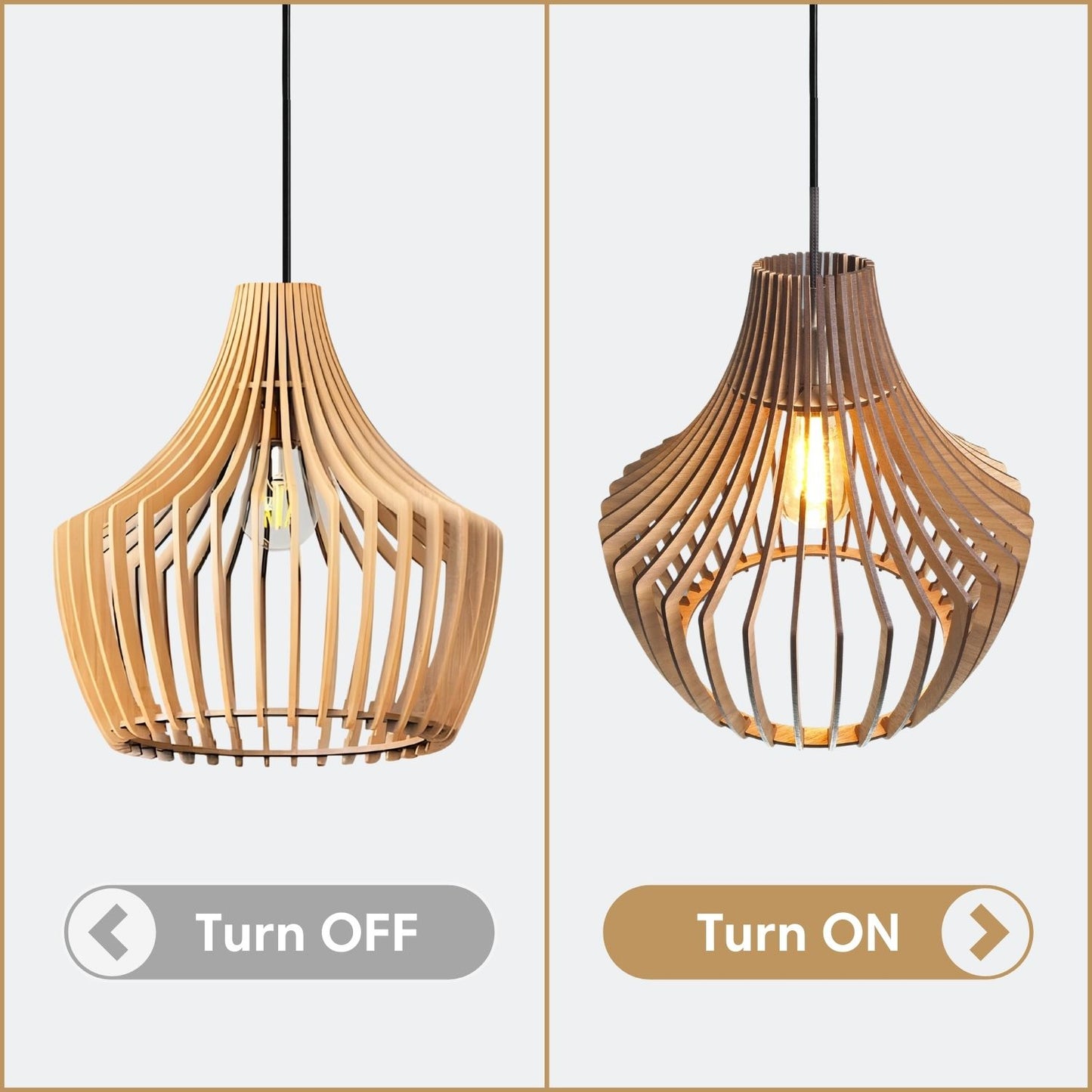 Wood Pendant Light for Table Dining Mid-Modern Century