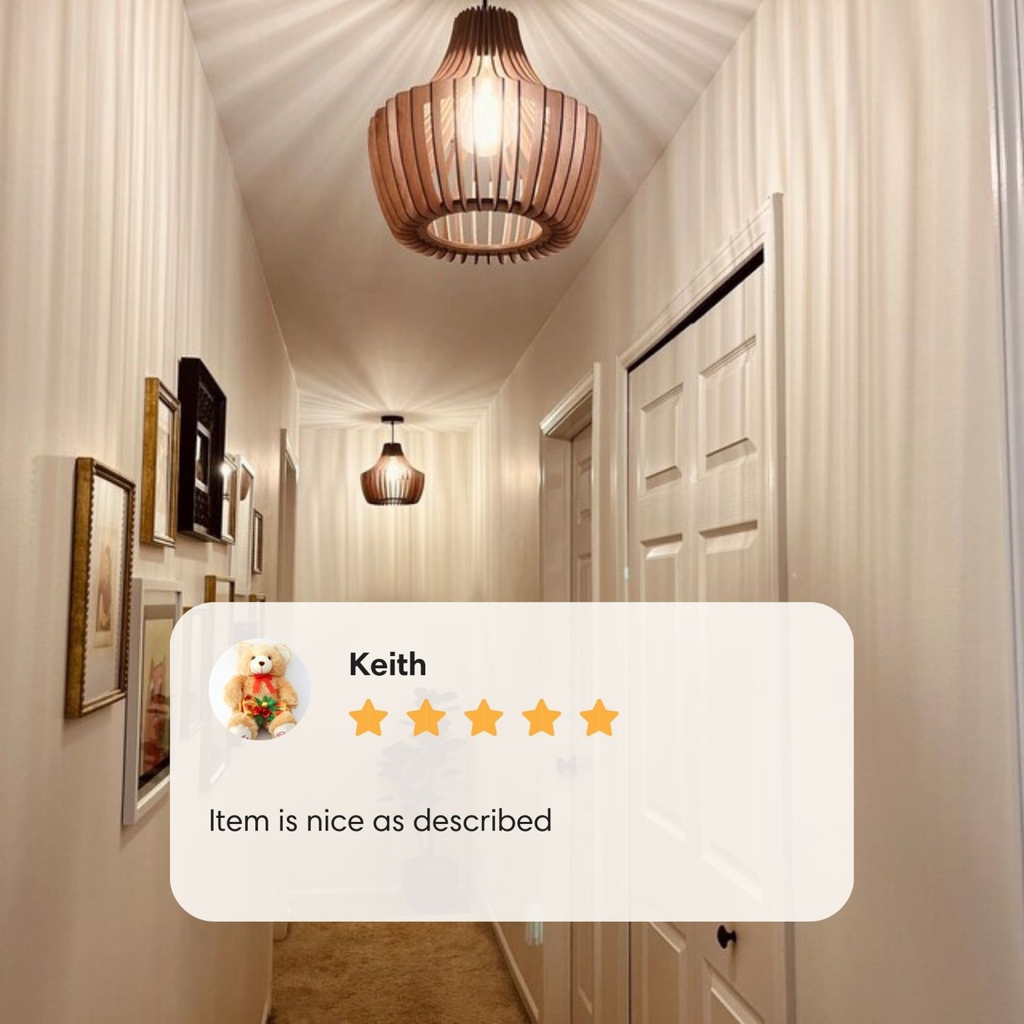 Wood Pendant Light for Table Dining Mid-Modern Century