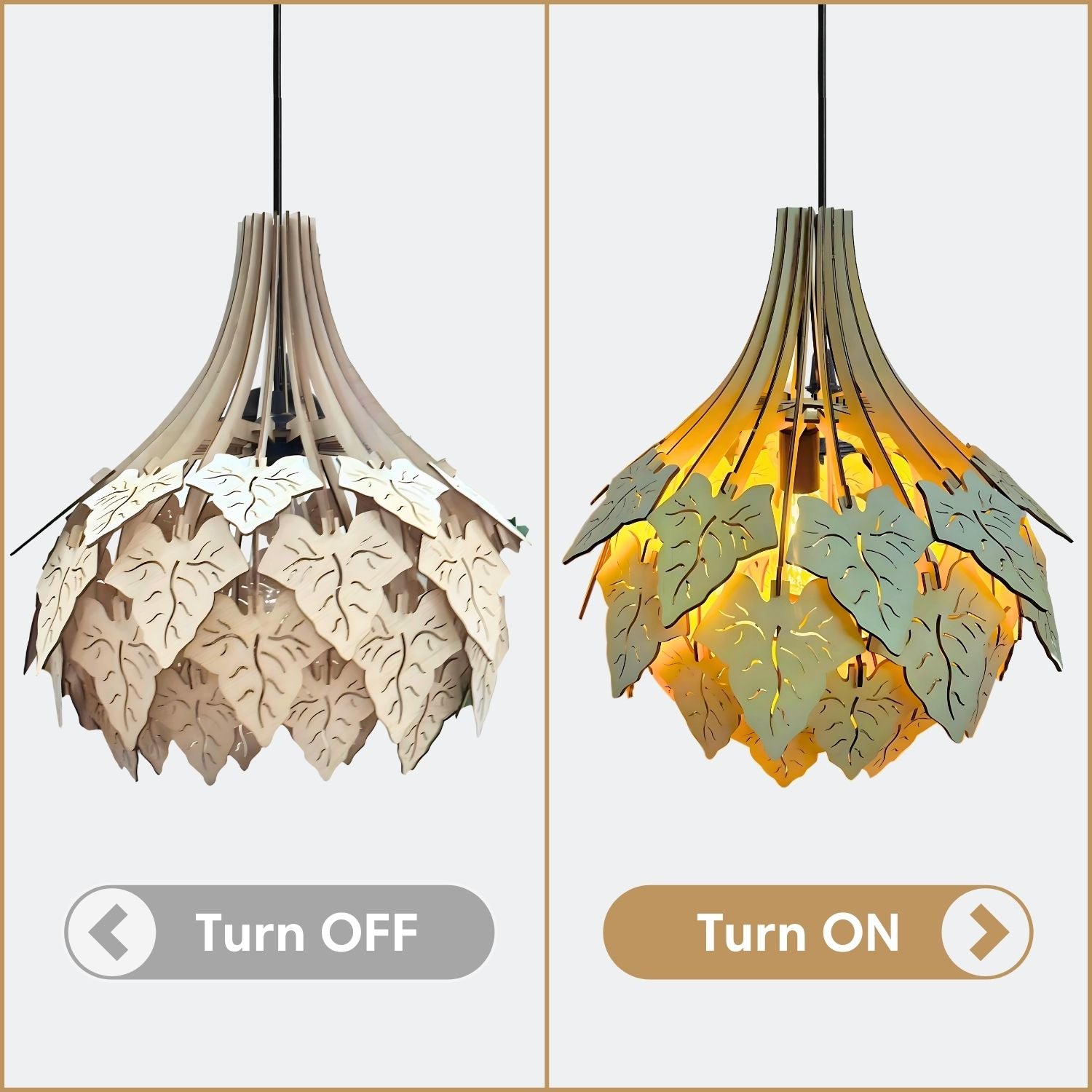 Caladium Bicolor Leaf Wooden Pendant Light Effect