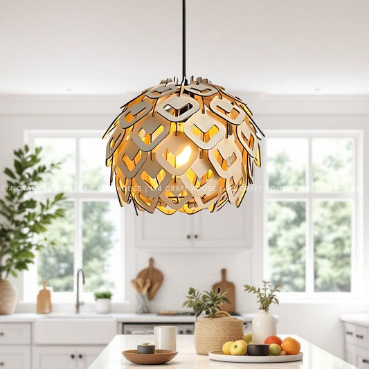 Wooden Pendant Light Heart Cut Out Pattern