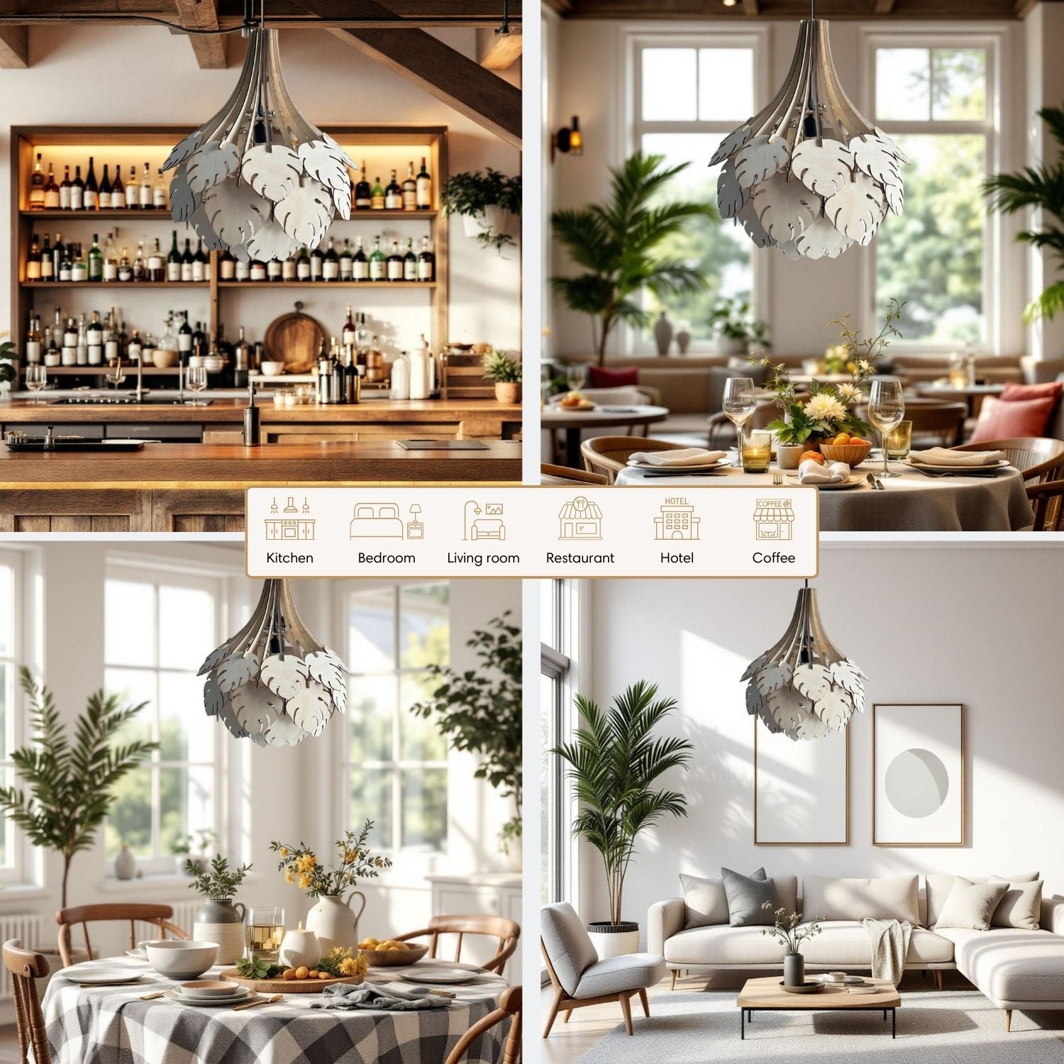 Monstera Leaf Wooden Pendant Light Uses