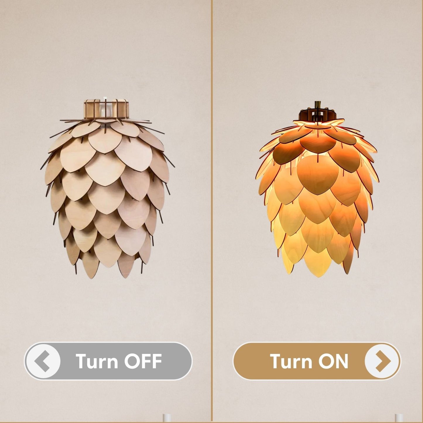 Pine-Cone-Wooden-Pendant-Light-Light Effect