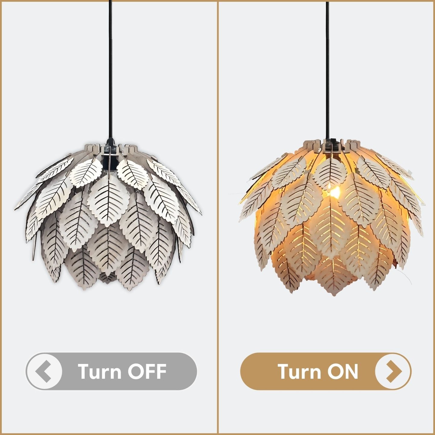 Wood Pendant Light Fixture Leaf Shape for Home Decor