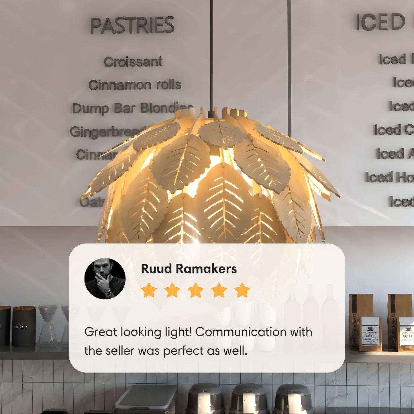 Wood Pendant Light Fixture Leaf Shape for Home Decor