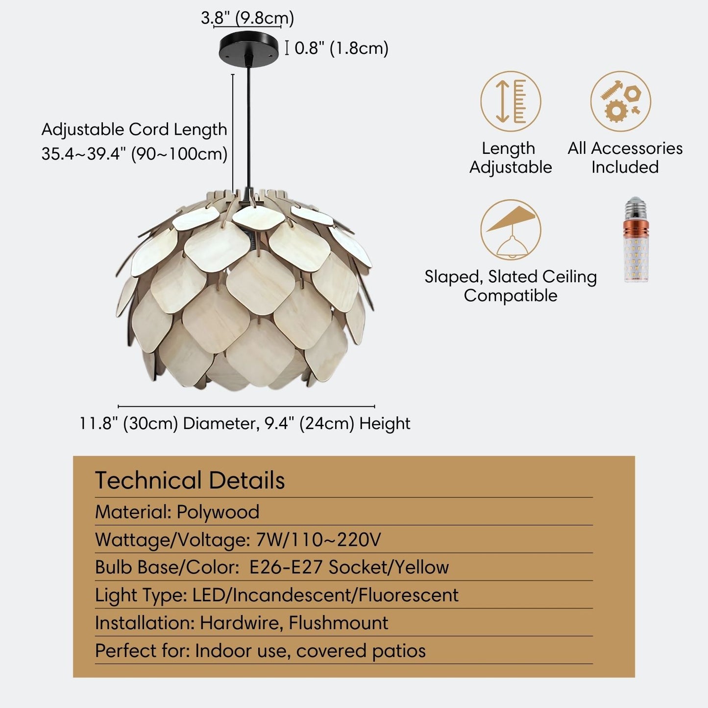 Wooden-Pendant-Light-Round-Pine-Cone-Specification