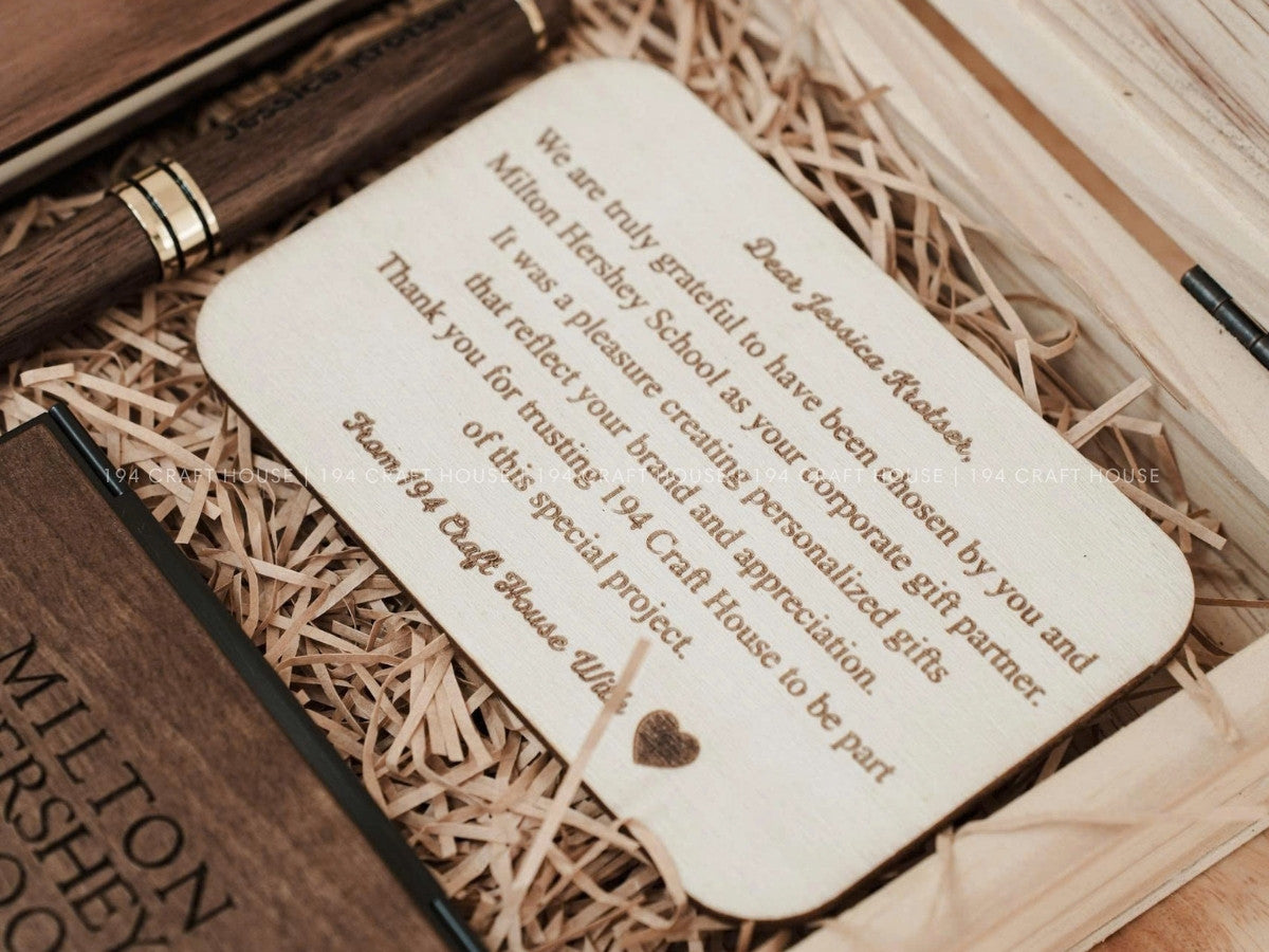 Personalized Wooden Office Gift Box: Custom Logo & Name Corporate Gift for Clients, Employees, Companies, Anniversary, Events, Retirement Gift. Corporate Gift for Milton Hershey School