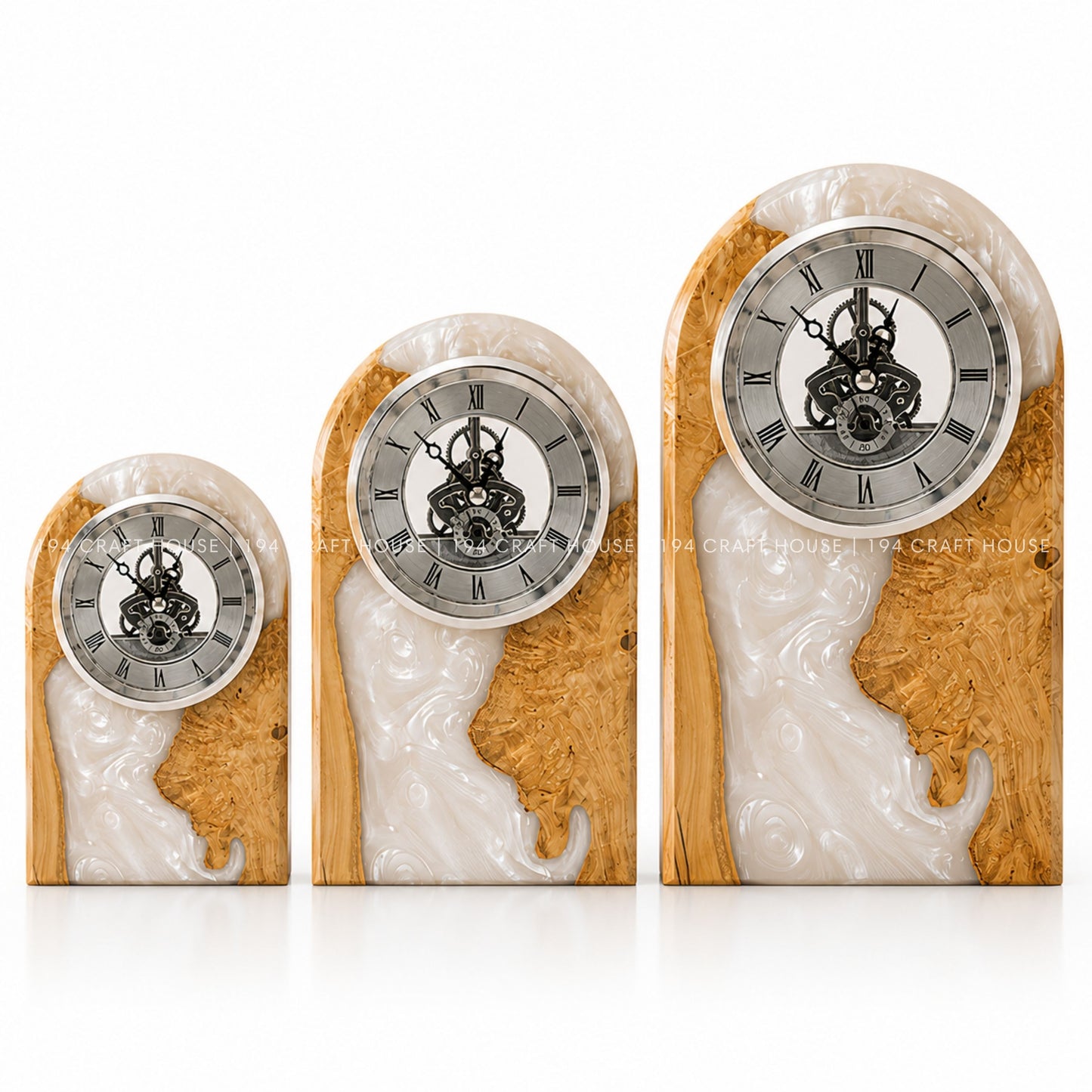 Personalized Wood & Resin Desk Clock – Handmade Clock for Home Office Decor & Personalized Gifts for New Home, Housewarming Gifts, Wedding Gifts, Anniversary Gifts, Retirement Gift