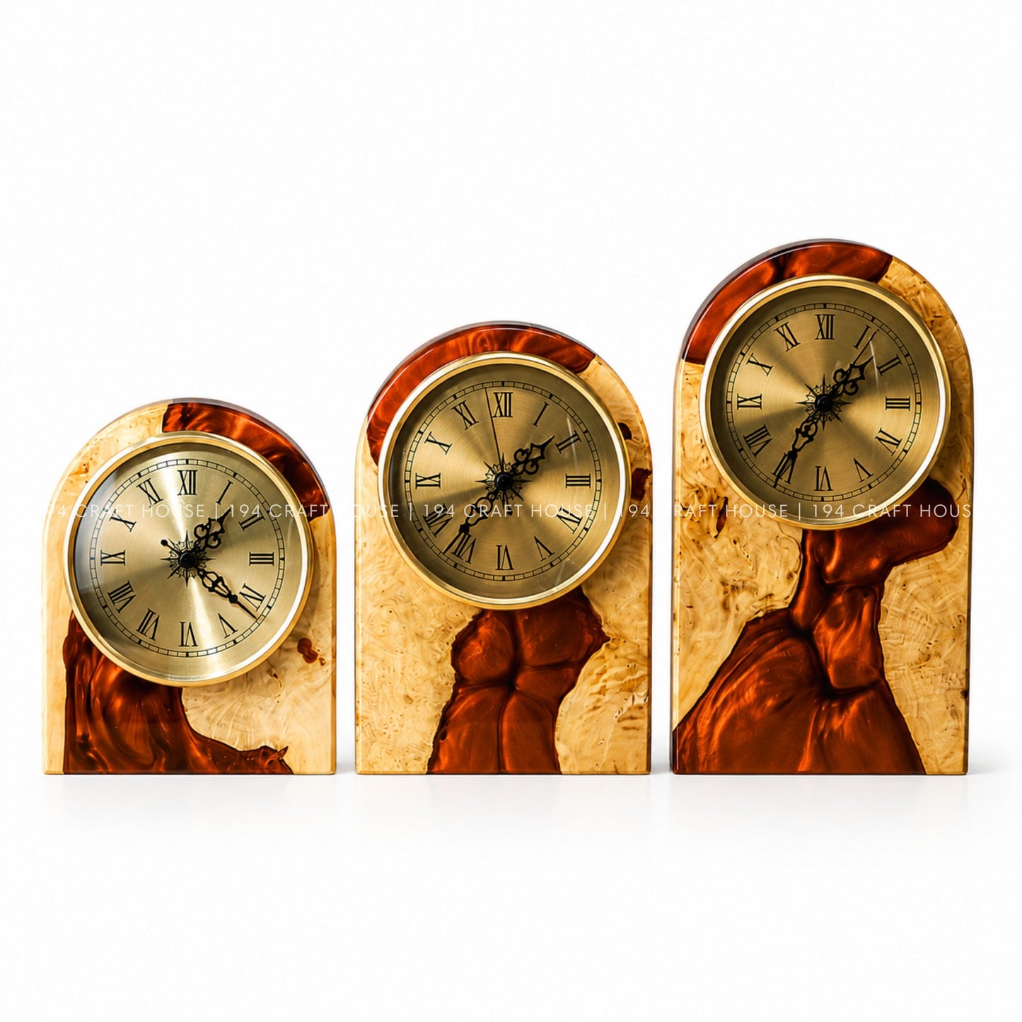Personalized Wood & Resin Desk Clock – Handmade Clock for Home Office Decor & Personalized Gifts for New Home, Housewarming Gifts, Wedding Gifts, Anniversary Gifts, Retirement Gift