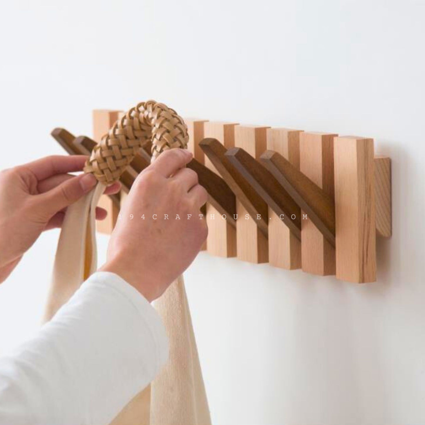 7 Hooks Wooden Piano Coat Rack Wall Mounted | Home & Living Decor