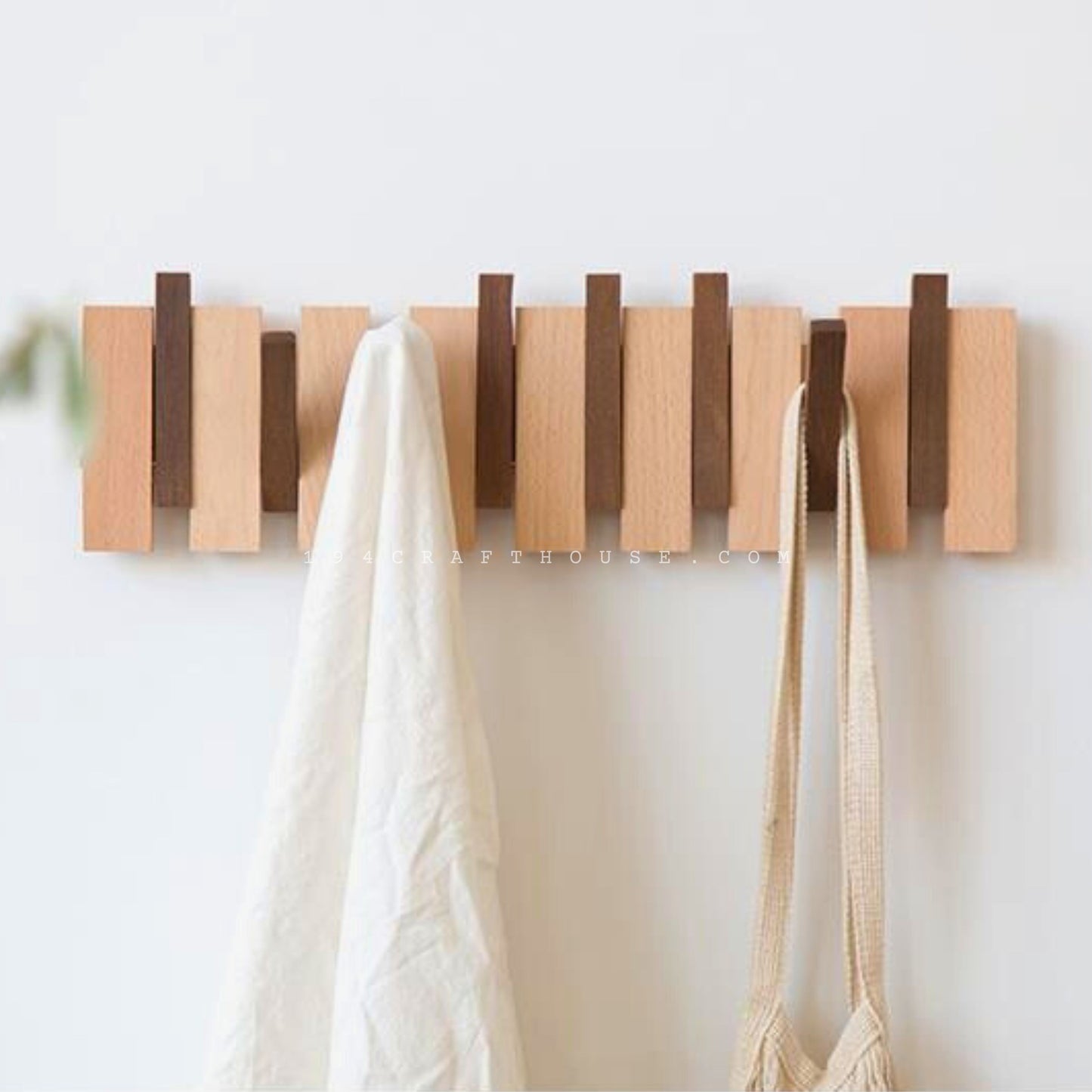 7 Hooks Wooden Piano Coat Rack Wall Mounted | Home & Living Decor