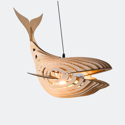 Wood Whale Pendant Light