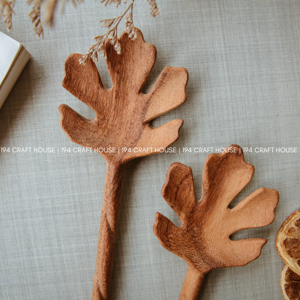 Handcarved Wooden Salad Servers Spoon - Kitchen Serving Utensils