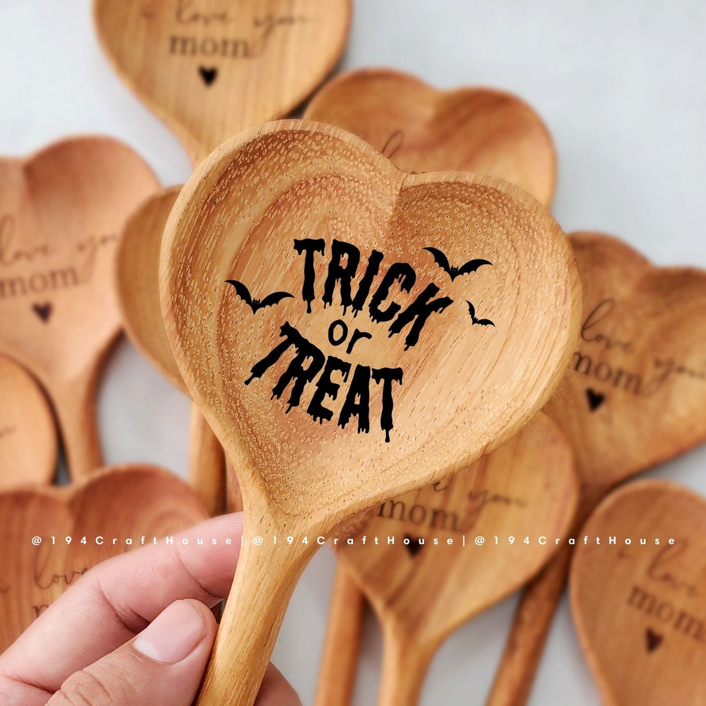 Wooden Heart Spoon Personalized Gift for Halloween