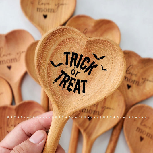 Wooden Heart Spoon Personalized Gift for Halloween