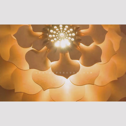 Flower Lamp Shade Wood Pendant Light Floral Chandelier Lighting for Home Living Decor