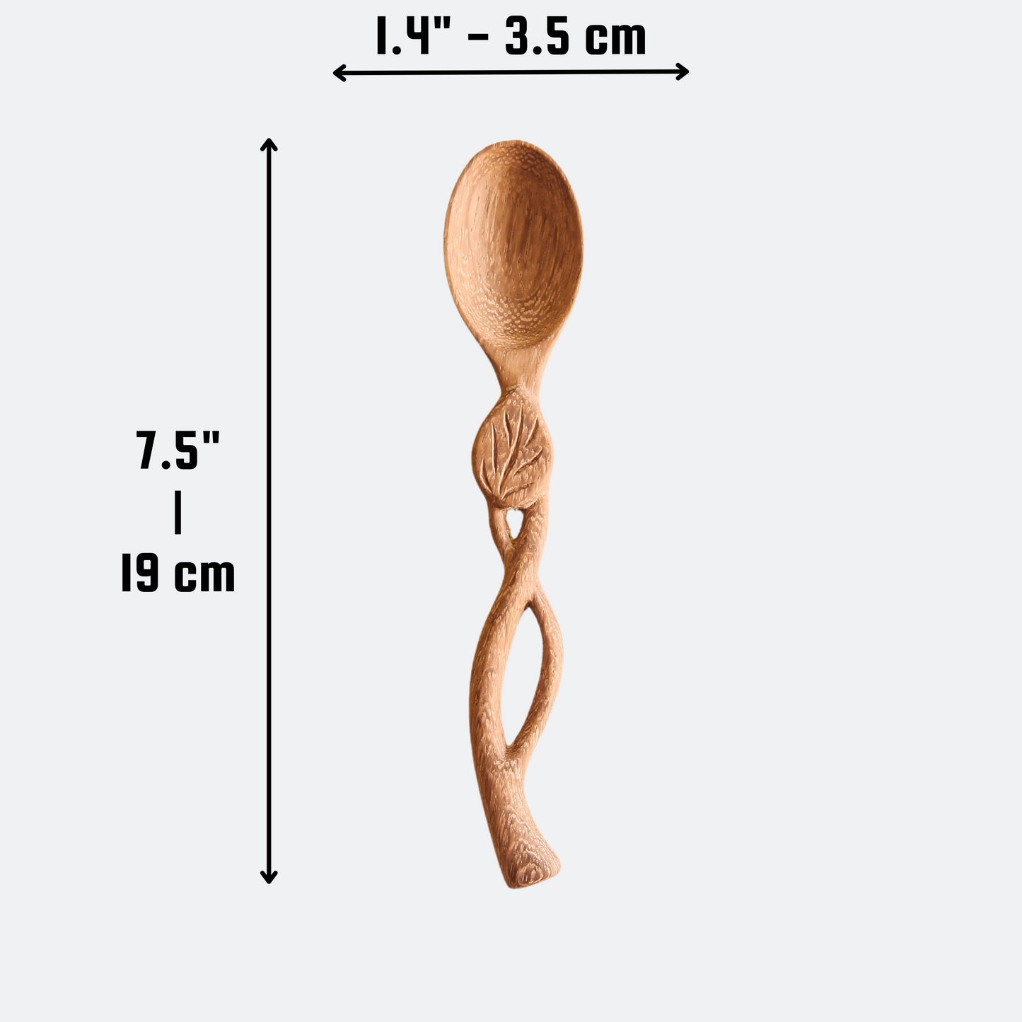 Handcrafted Leaf Handle Wooden Spoon - Kitchen Serving Utensils