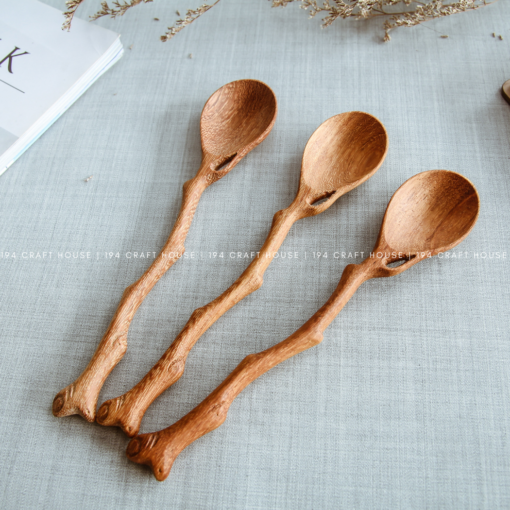 Handcrafted Vintage Handle Wooden Spoon - Kitchen Serving Utensils