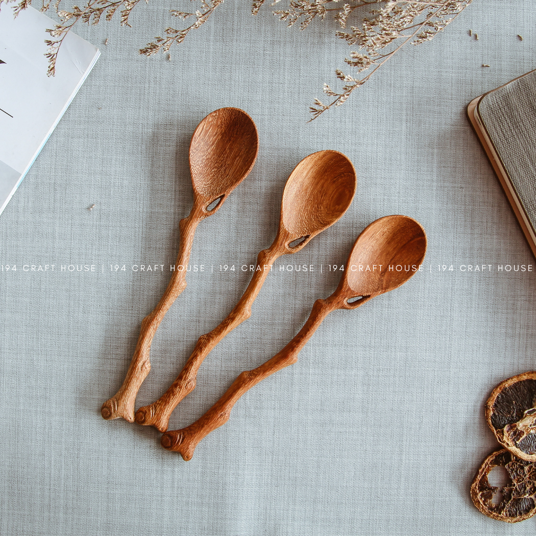 Handcrafted Vintage Handle Wooden Spoon - Kitchen Serving Utensils
