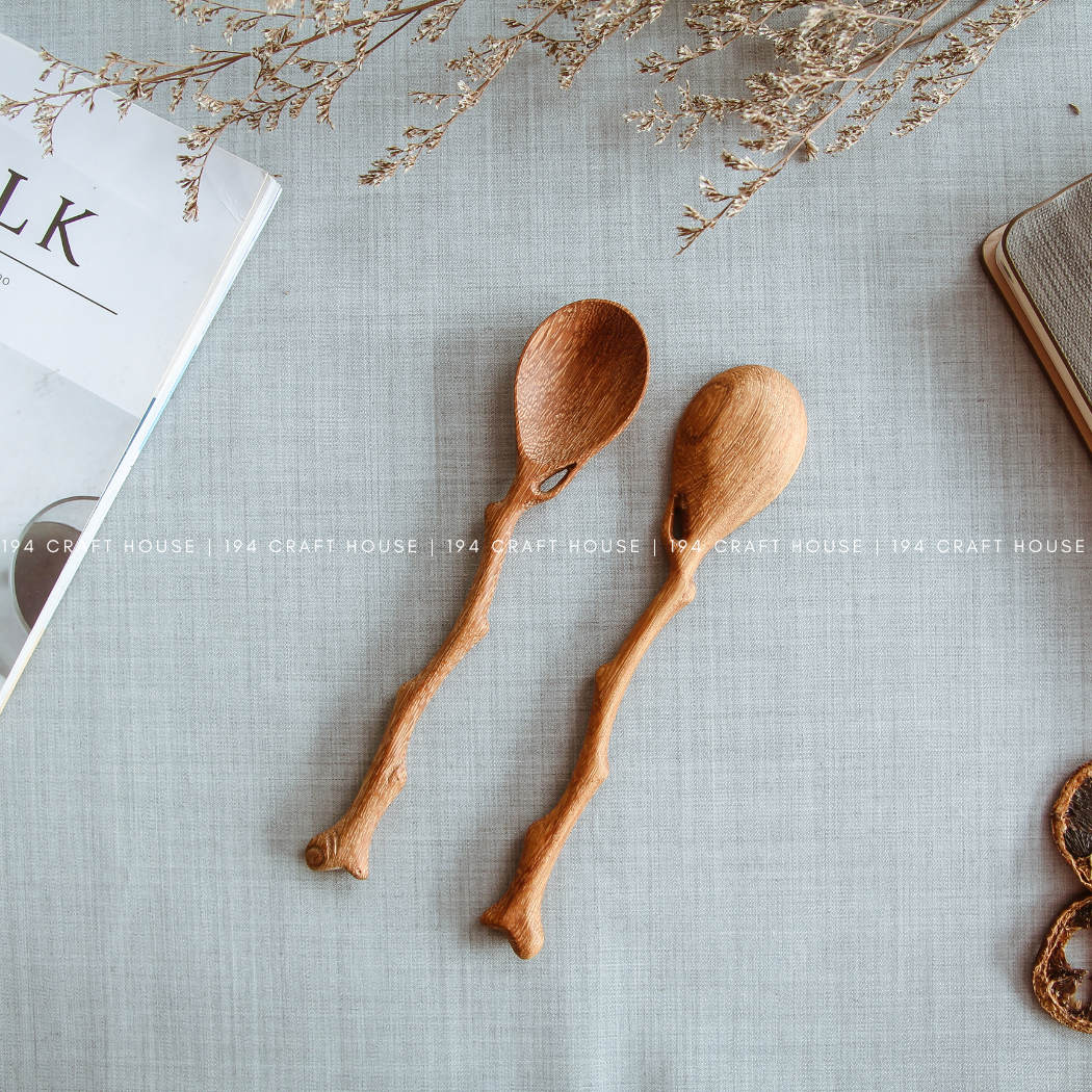 Handcrafted Vintage Handle Wooden Spoon - Kitchen Serving Utensils