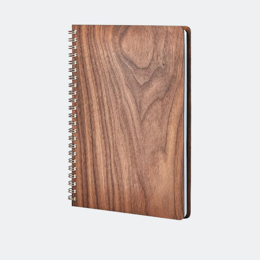 Personalized Walnut Wooden Spiral Notebook Journal