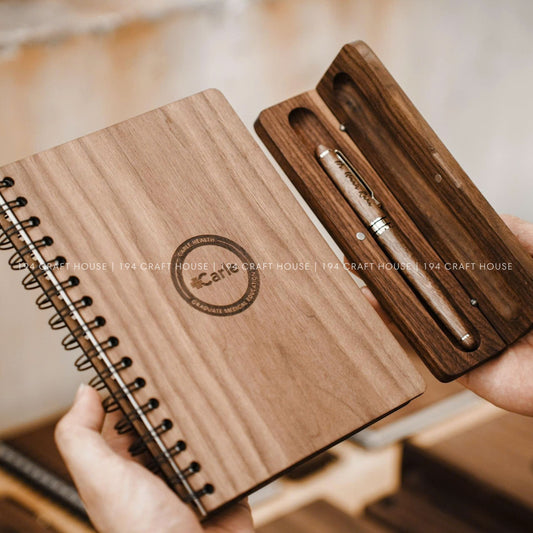 Carle Health: Personalized Wooden Notebook and Pen Set Gift For Doctors