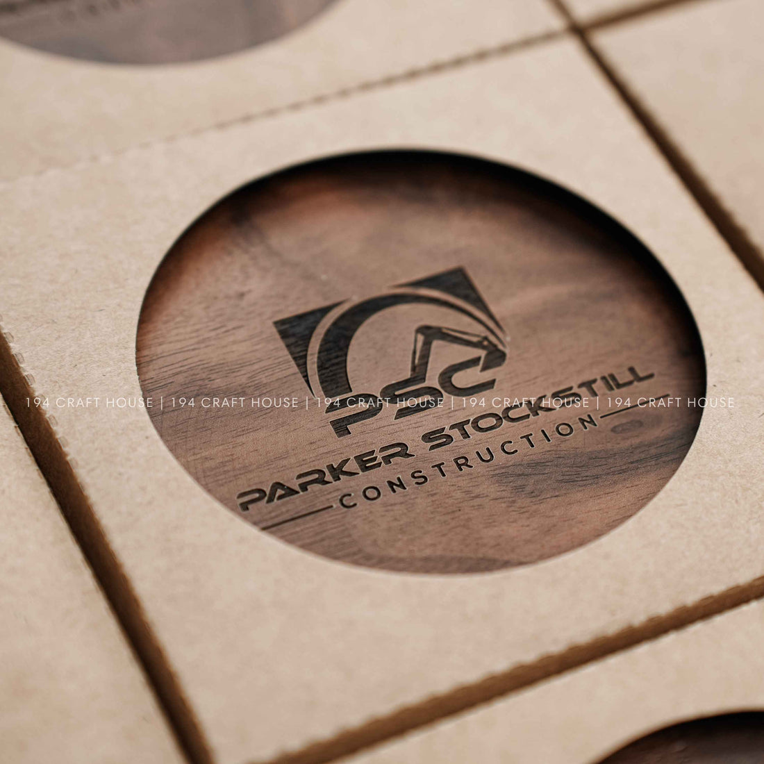 Parker-Stockstill Construction: Personalized Walnut Coasters