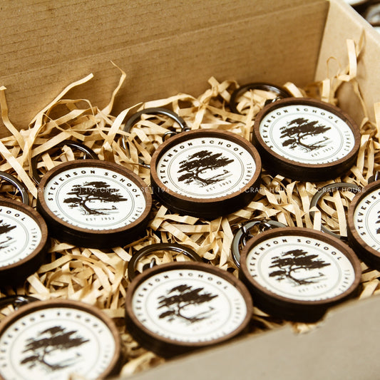 Stevenson School: Custom Wooden Keychains With Logo