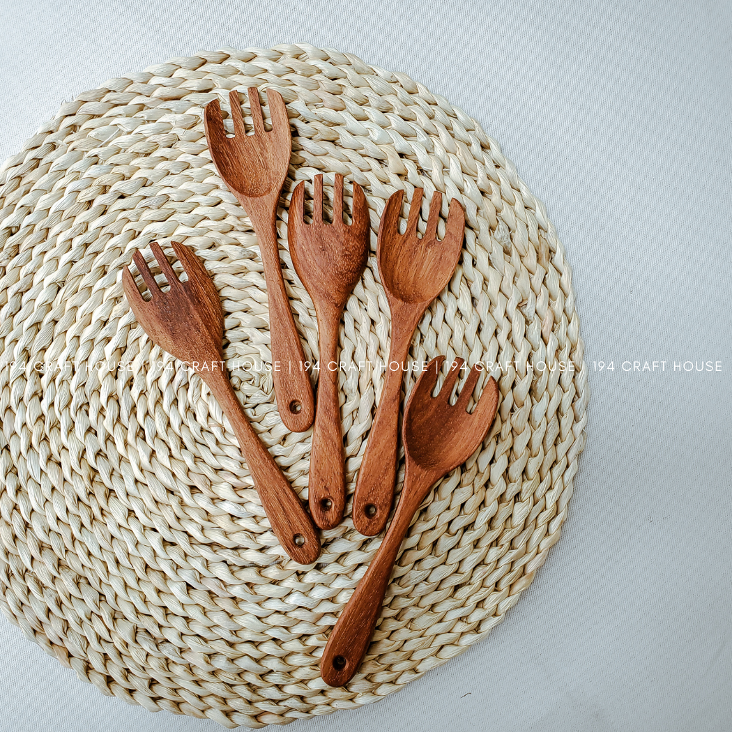 Handcarved Wooden Salad Fork - Kitchen Serving Utensils