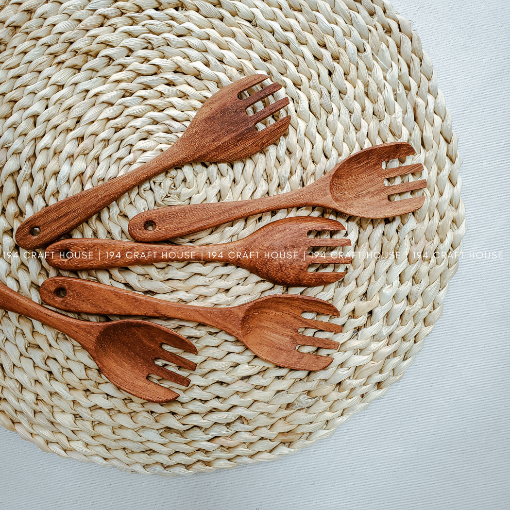 Handcarved Wooden Salad Fork - Kitchen Serving Utensils