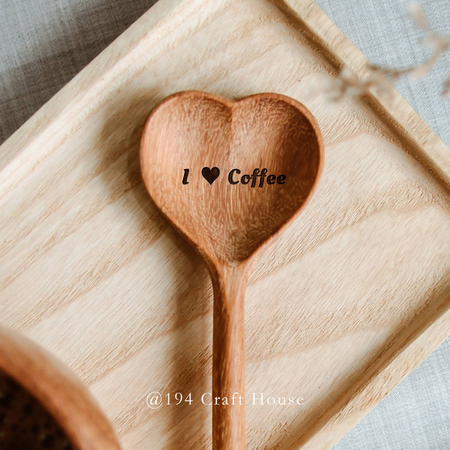 I Love Coffee Engraved Wooden Heart Spoon - Valentine Gifts - 194 Craft House