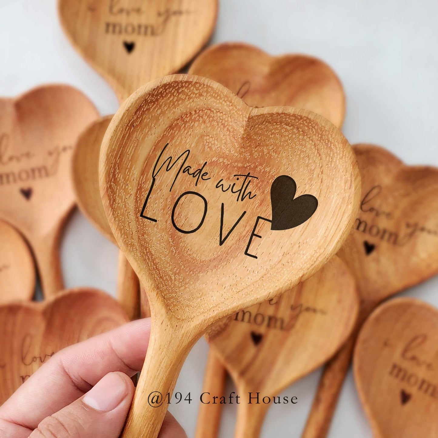 Straight Wooden Heart Spoon - Kitchen Serving Utensils