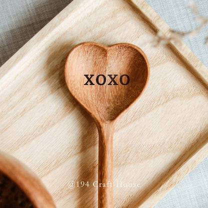 XOXO Engraved Wooden Heart Spoon - Valentine Gifts - 194 Craft House