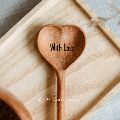 With Love Engraved Wooden Heart Spoon - Valentine Gifts - 194 Craft House
