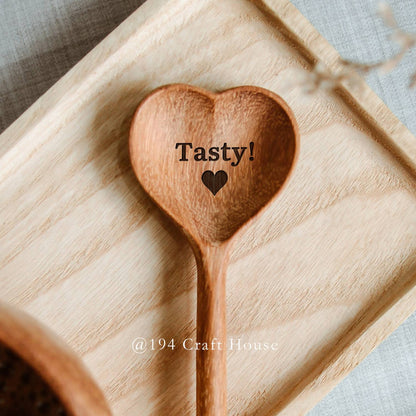 Tasty Engraved Wooden Heart Spoon - Valentine Gifts - 194 Craft House