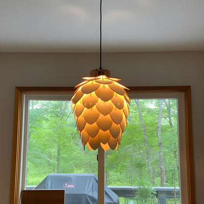 Pine Cone Shape Wood Pendant Light Fixture Ceiling Chandelier Lamp For Kitchen Home Decor