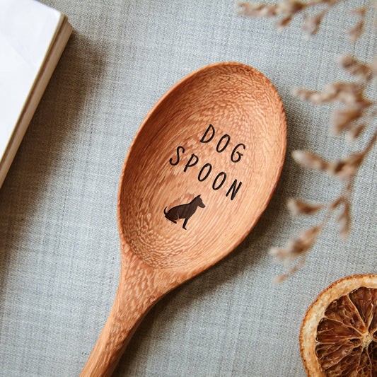 Dog Spoon Engraved Straight Wooden Spoon - Valentine Gifts
