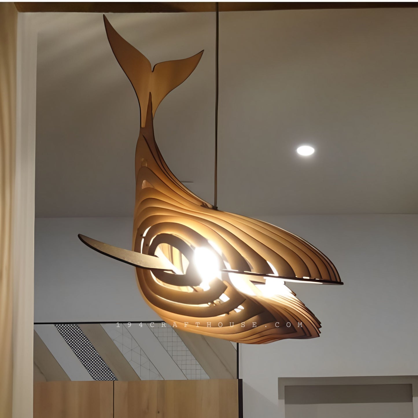 Whale Wooden Light