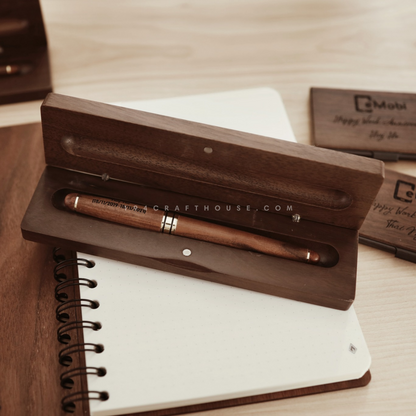 Engraved Walnut Wooden Pen And Box Personalized Pen Set Gift