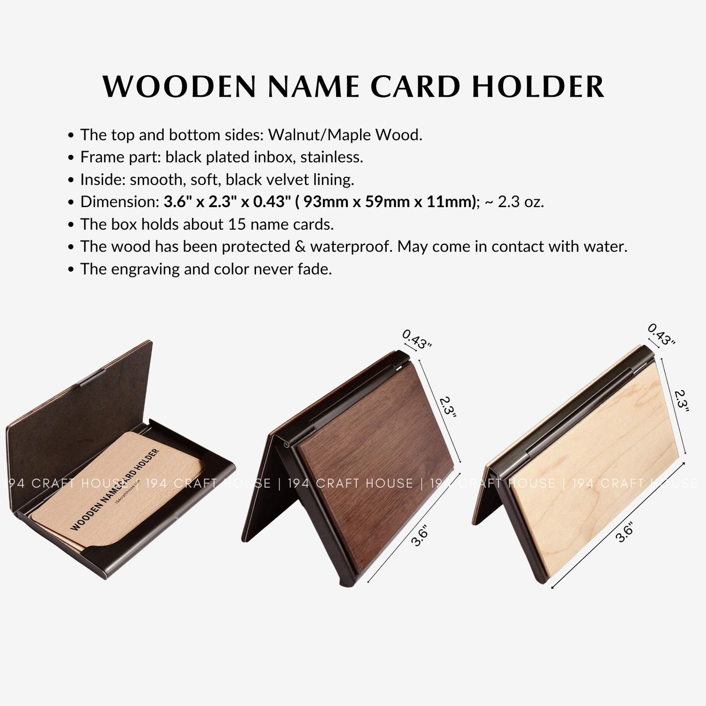 Customize Engraved Wooden Business Card Cases/Holders