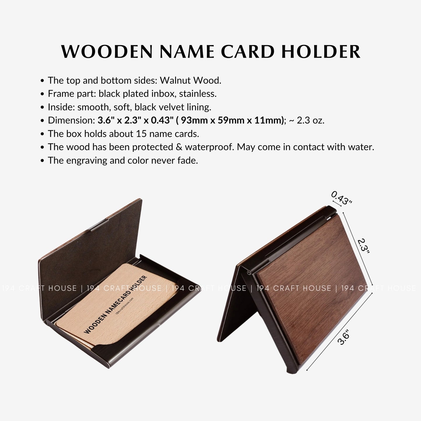 Customize Walnut Wooden Business Card Case/Holder