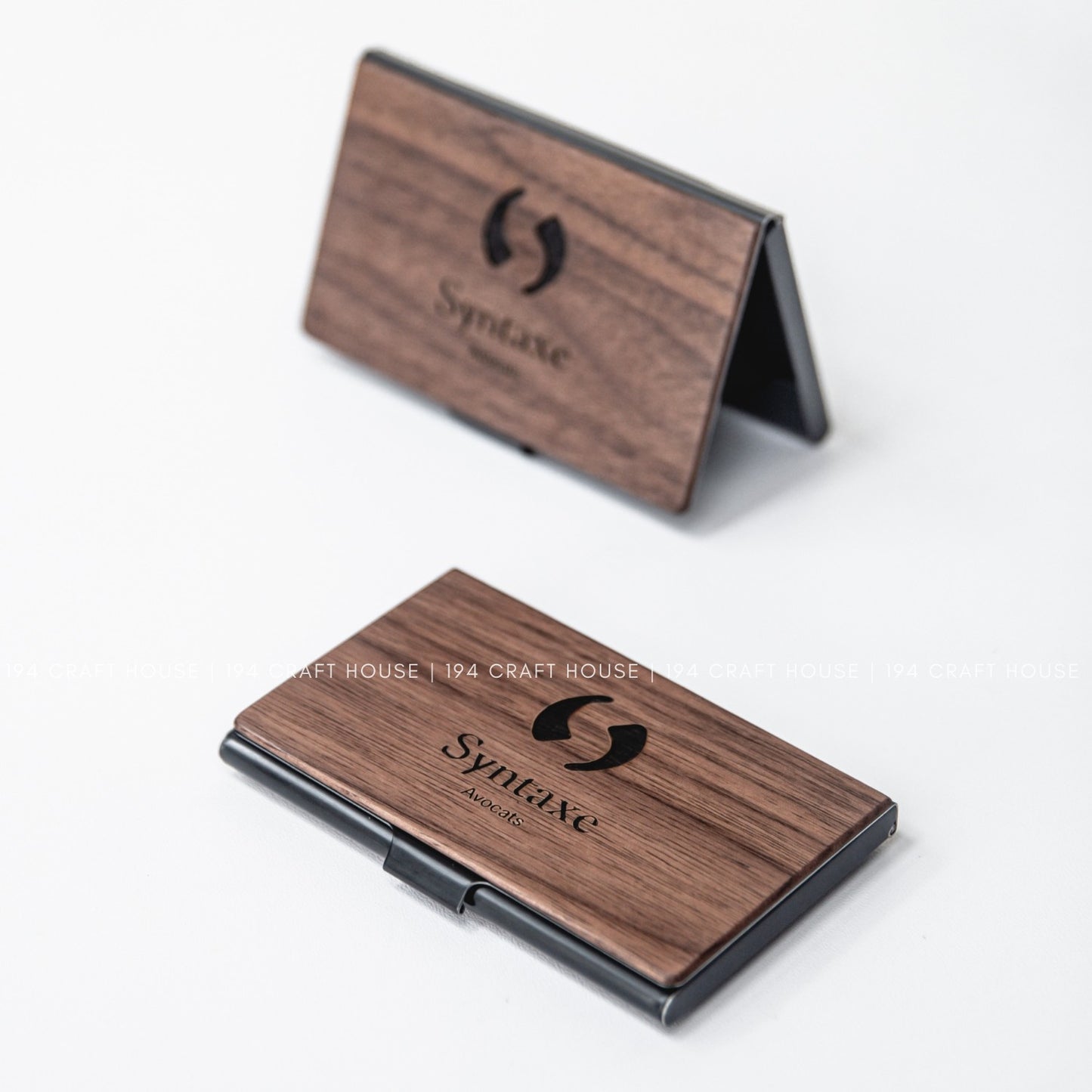 Custom Logo Wooden Business Card Case Personalized Corporate Gift